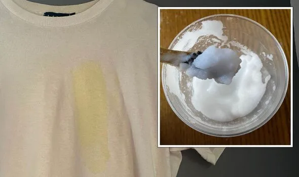 Baking soda and hydrogen peroxide paste on fabric