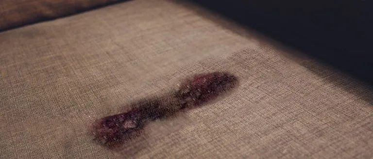 Blood stain on sofa upholstery fabric