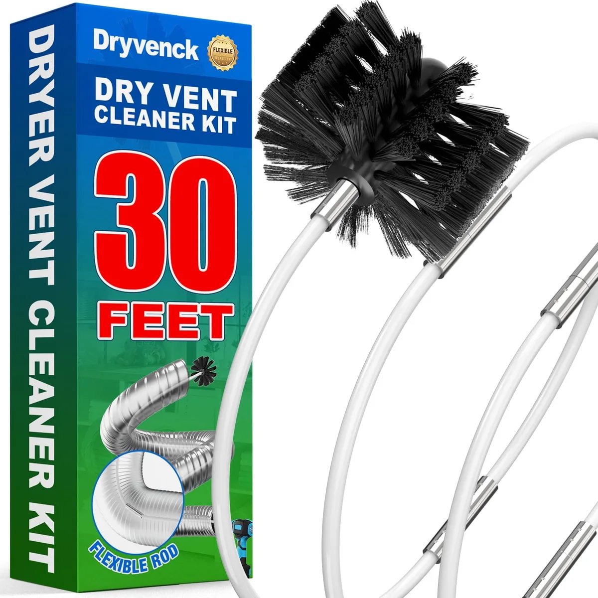 Cleaning dryer vent from roof with brush