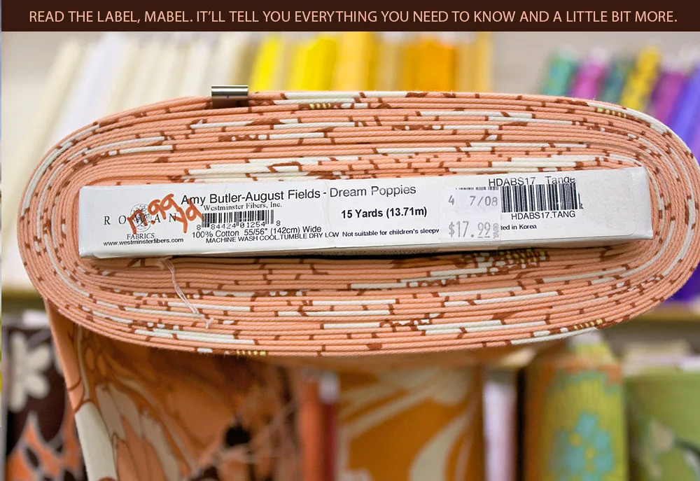 fabric bolt width labels showing 45 and 60 inches
