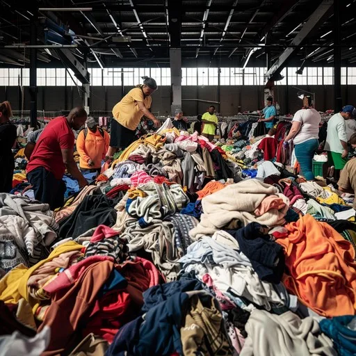 four pile clothing sort keep donate sell recycle