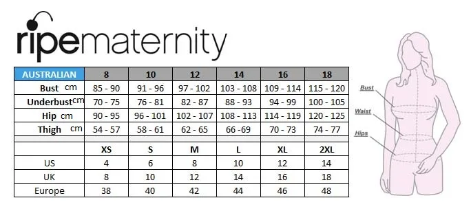 maternity size chart measurements