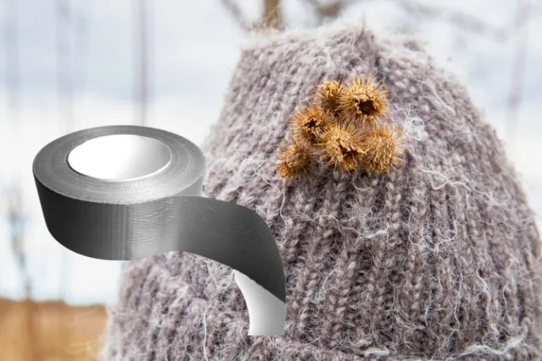 Removing burrs with duct tape from clothing