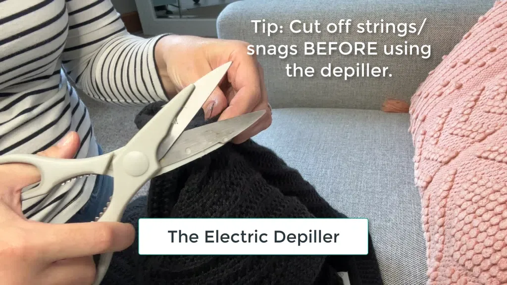 Stretching a sweater flat before shaving pilling