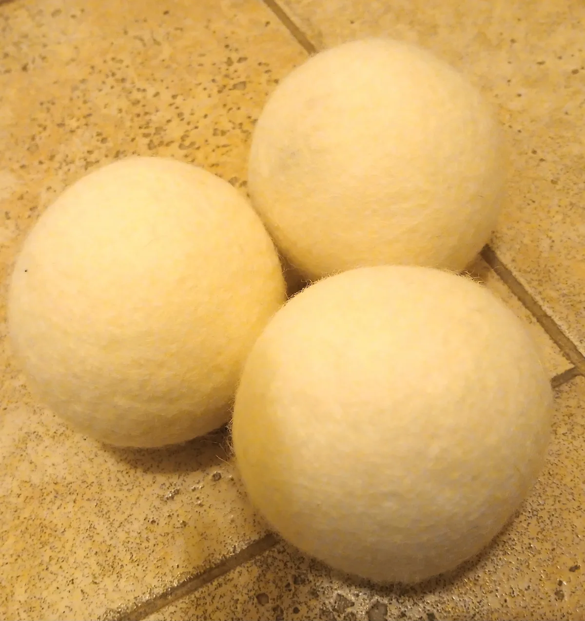 wool dryer balls in a tumble dryer